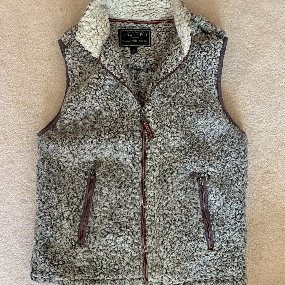 TRUE GRIT SHERPA VEST ALPINE FLEECE EXCELLENT GRAY MEDIUM M Excellent +++